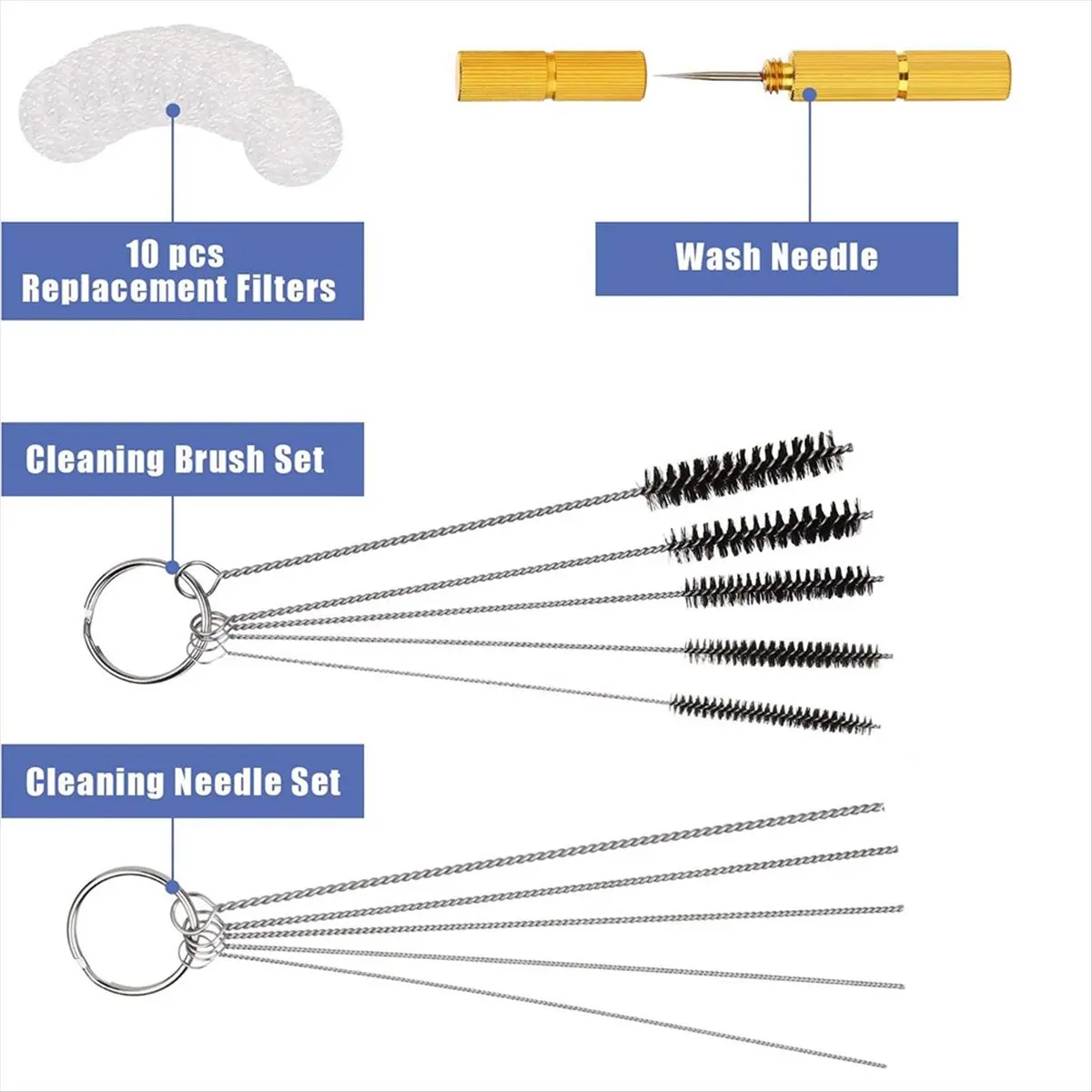 HITL Airbrush Cleaning Kit - Glass Cleaning Pot, Filters, Scraper Needle, Tube Brushes