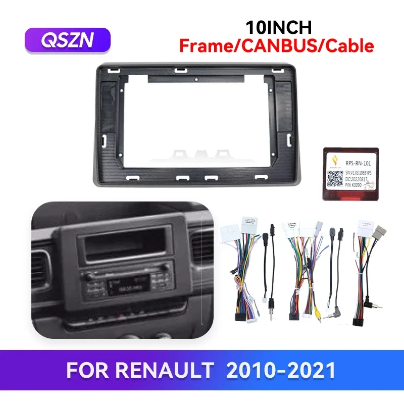 QSZN 10'' Car Radio Cable Wiring FOR RENAULT MASTER 2010-2021 Canbus Box Adapter Screen Head Unit Dashboard Fascia Panel Frame