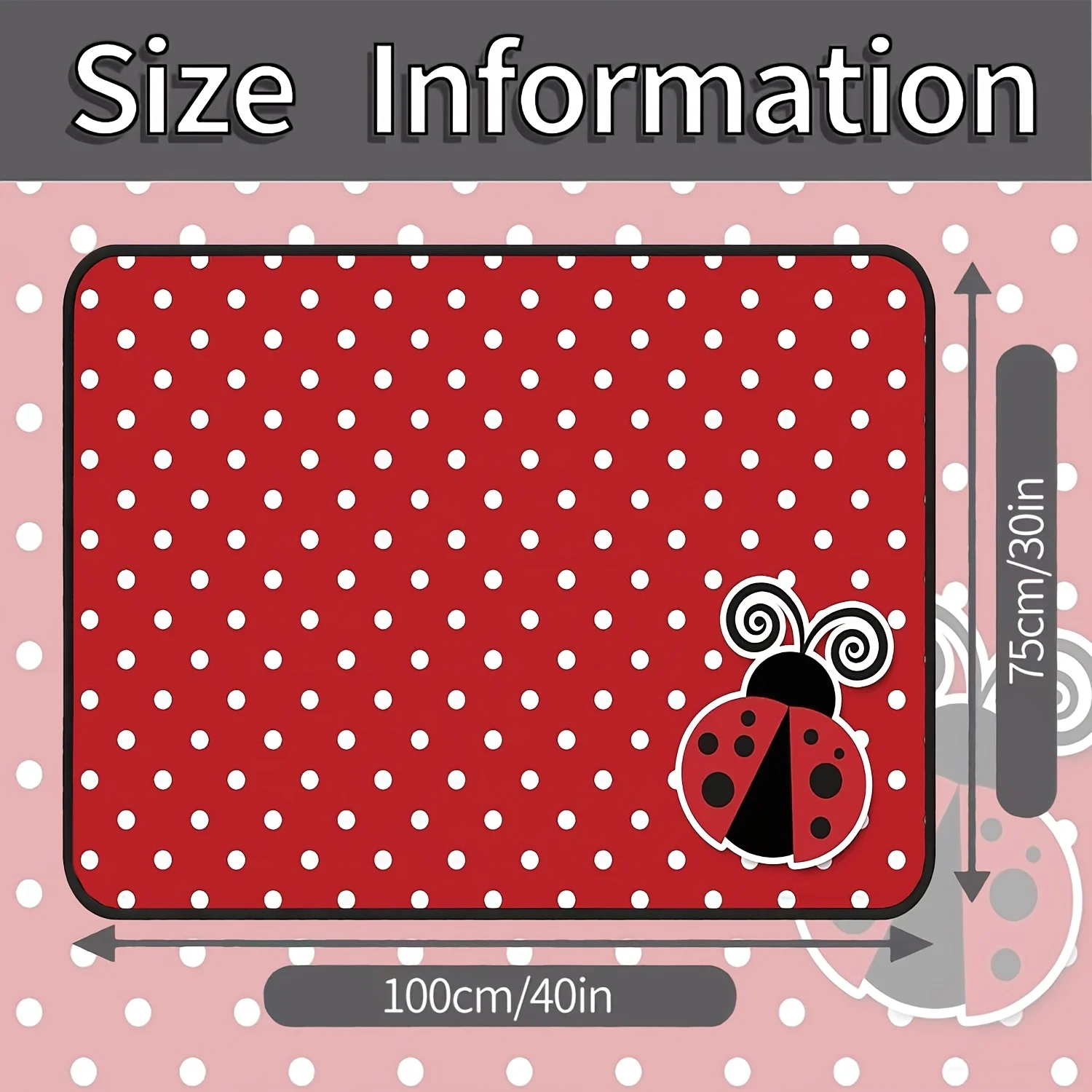 1pc, Cute Cartoon Ladybug (Dot Pattern) Polyester Fiber Car Trunk Pad, With Ladybug Dot Print, A Must-Have Item For Travel, Suit