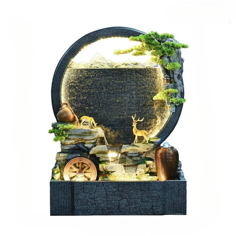 

Mountain fountain water circulation scene courtyard garden layout outdoor fortune feng shui