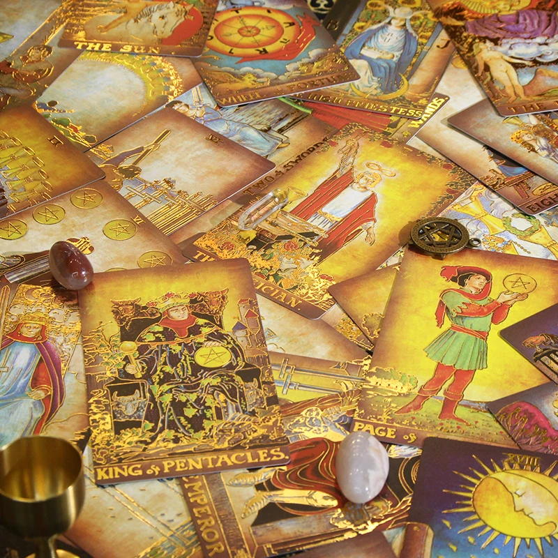 Klassische Waite Tarot Kollektion Goldfolie Vitello Tarot komplettes Set Haustier Material neues Tarot