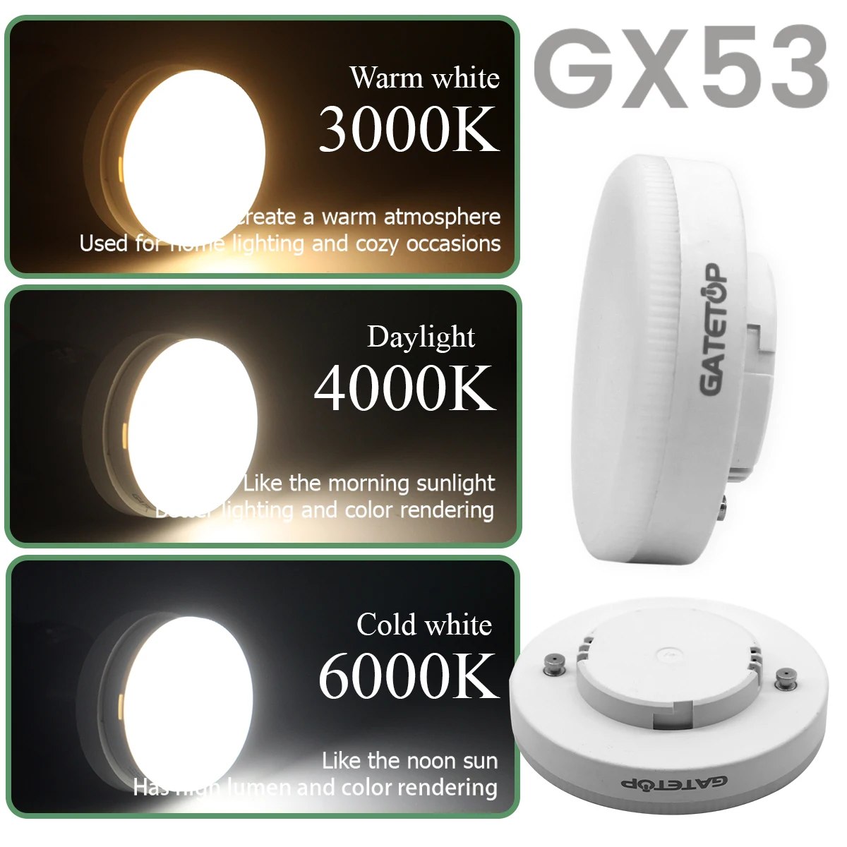 

10PCS Hight Power 15W 9W 5W GX53 LED BULB Spotlight AC85-265V 100lm/W 120degree Day Light Source Wardrobe Cabinet Light Daring