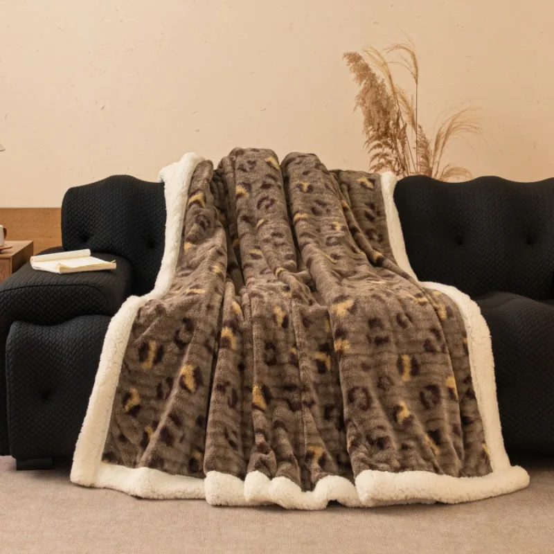 Luxury Double Layer Blanket with German Velvet Cashmere Like Lamb Wool for Sofa Warm Soft and Cozy for Autumn and Winter
