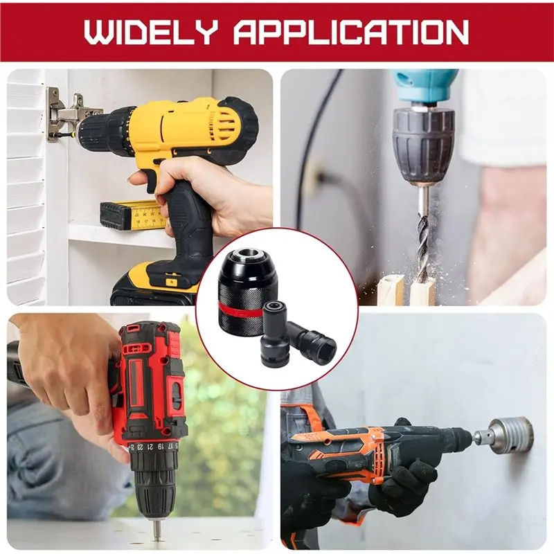 

[NEW!ABAG】 Self-Tightening Drill Chuck,1/2-20UNF Mount 1.5-13Mm Clamping Purpose Including 2 Pcs Converter Adapters