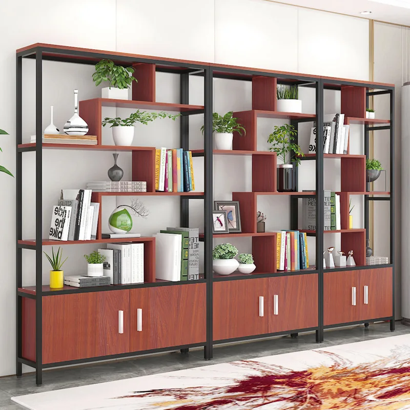 Customized. Internet Celebrity Wrought Iron Bookcase Partition Storage Rack Bookshelf Living Room Floor Steel Wood Flower Stand