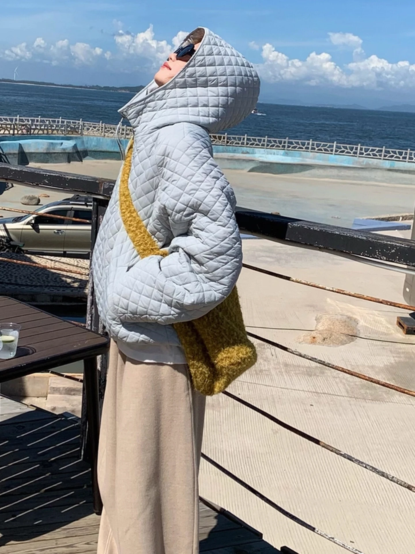 

Korean Sle Puff Cotton Jaet Women's Loose Slimming Winter Coat Lazy Sle Cotton Padded ort Hooded Zipper Closure