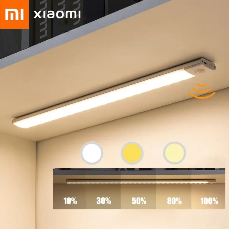 Xiaomi Night Light Motion Sensor Wireless USB Rechargeable Wall Lamp Lamp Decoration Bedroom Cabinet 3 Colors LED Dimming Light