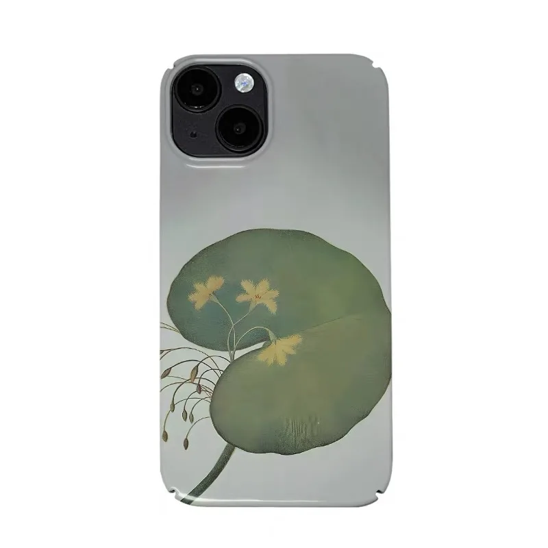 

Green Leaves and Small Flowers Phone Case for IPHONE 17 Air 16E 15 PROMAX 14 Plus 13 12 MINI 11PRO 16Plus XR Acrylic Phone Cover