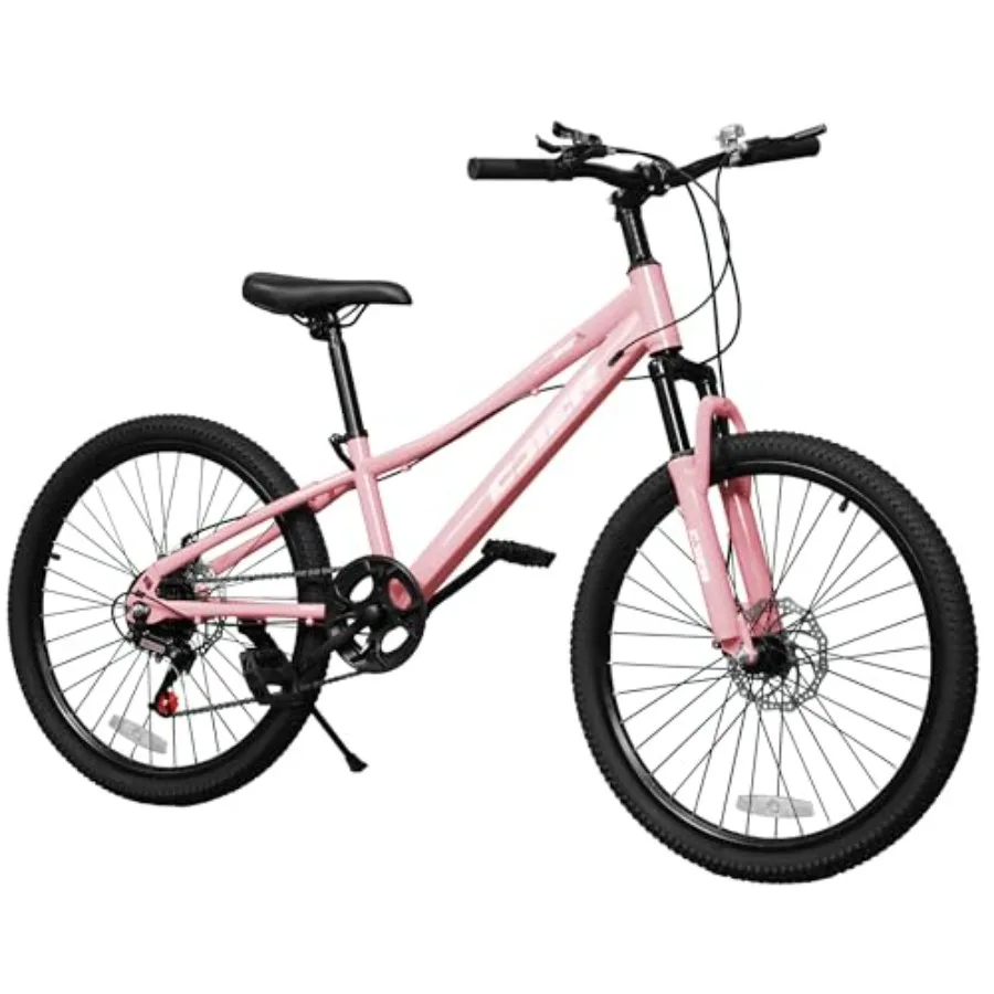 20/24 Inch Mountain Bike 7 Speeds Bikes for 6-14 Girls Boys Bike with Suspension Fork Dual-Disc Brake Anti-Slip Butyl Tires
