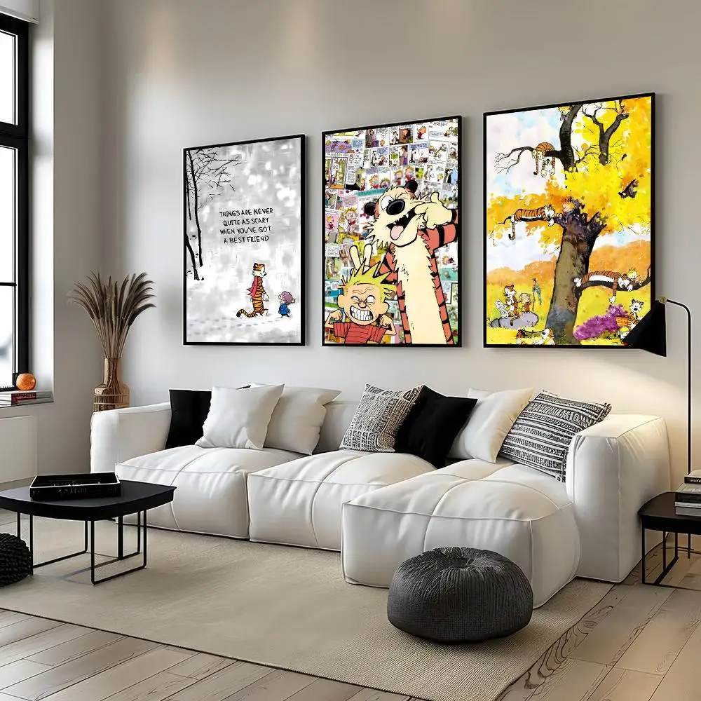 Cartoon C-Calvin and H-Hobbes Cute Poster For Bedroom Gamer Room Decor Restaurant Wall Trendy Aesthetic Gift