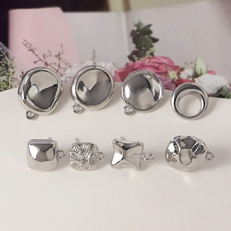 10pcs Silver Color Earrings Base Heart Shape Star Butterfly Earrings Connectors Earring Settings for DIY Jewelry Making Findings