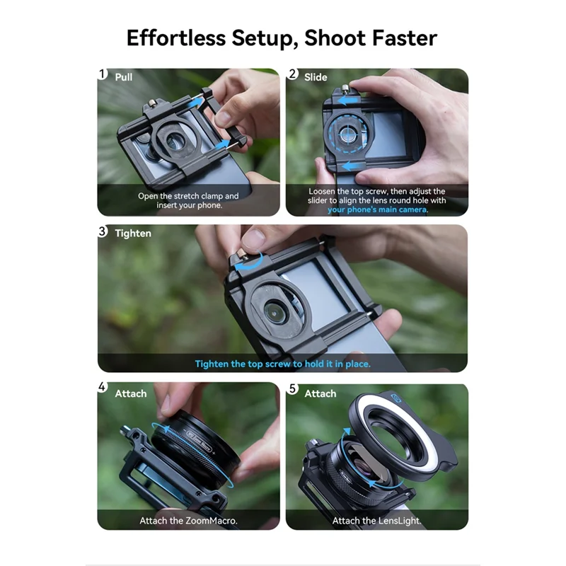 

Y19A 10-20X зум-макрообъектив со светодиодной заполняющей подсветкой, универсальный зажим, комплект объективов для камеры HD для смартфонов Iphone