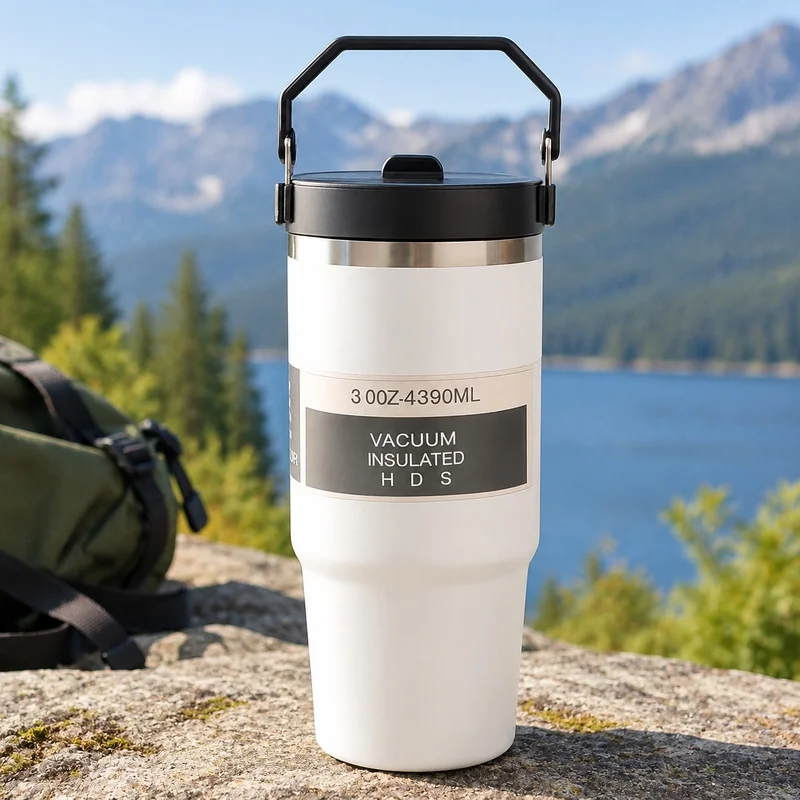 30oz Double-Wall Vacuum Flask with BPA-Free Tritan Cap for Temperature Retention