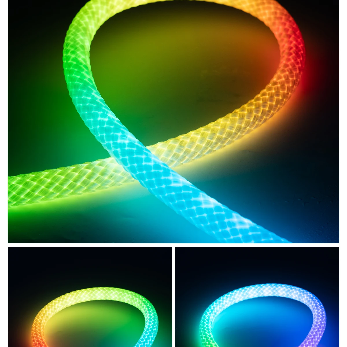 360 Degree Round Reticulate RGBIC Neon LED Strip Lights USB 5V Smart Bluetooth Silicon LED Neon Light Rope Room Decor
