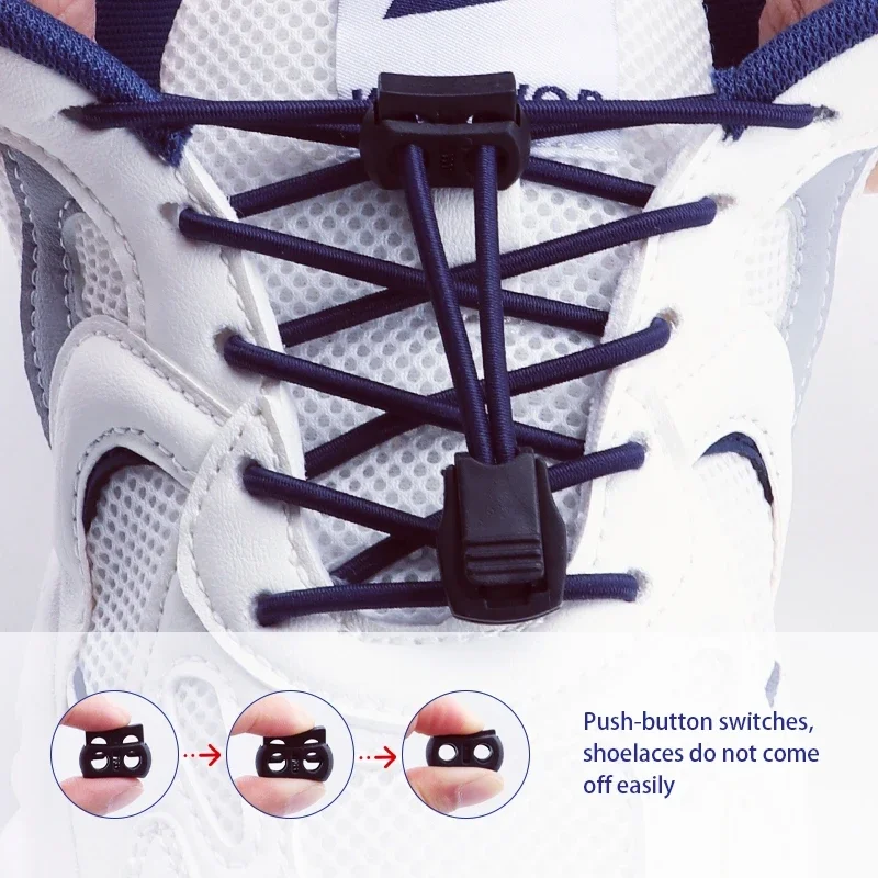 Nuevas zapatillas elásticas con cordones sin corbatas, cordones para zapatos con bloqueo, cordones redondos de tenis para niños y adultos, bandas de goma para accesorios de zapatos