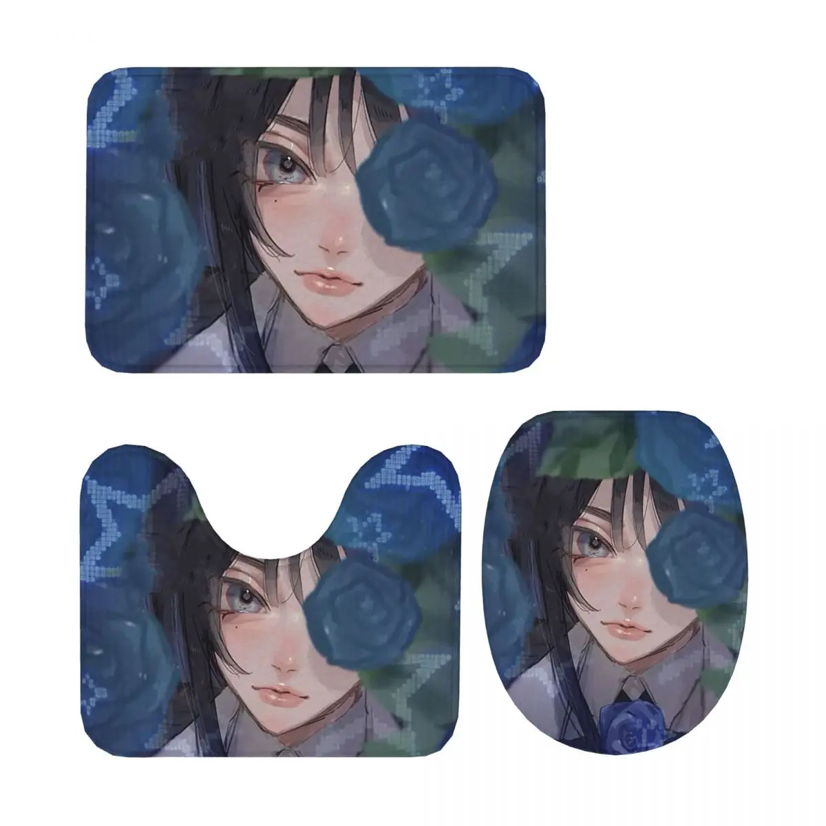 

Ado Japan, 3-х предметный коврик для ванной, набор для ванной комнаты, крышка для унитаза, домашний декор, нескользящий ковер, напольный коврик