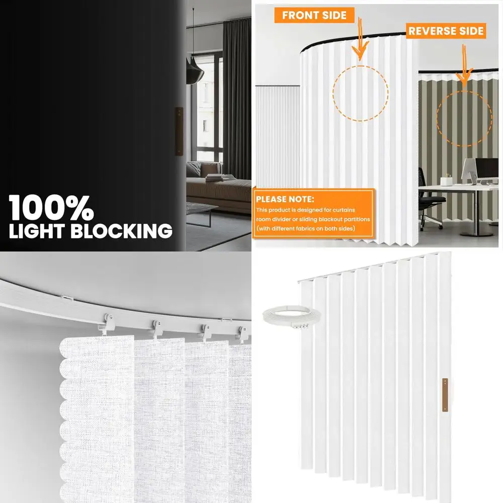 

Thermal Insulated Blackout Curtains for Privacy and Noise Reduction, Includes Ceiling Track, White, 100 x 96