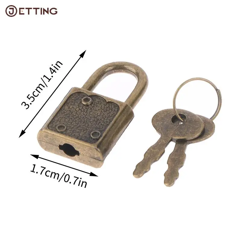 1Set Metal Heart Shape Square Shape Vintage Metal Mini Padlock Bag Suitcase Luggage Box Key Lock With Key