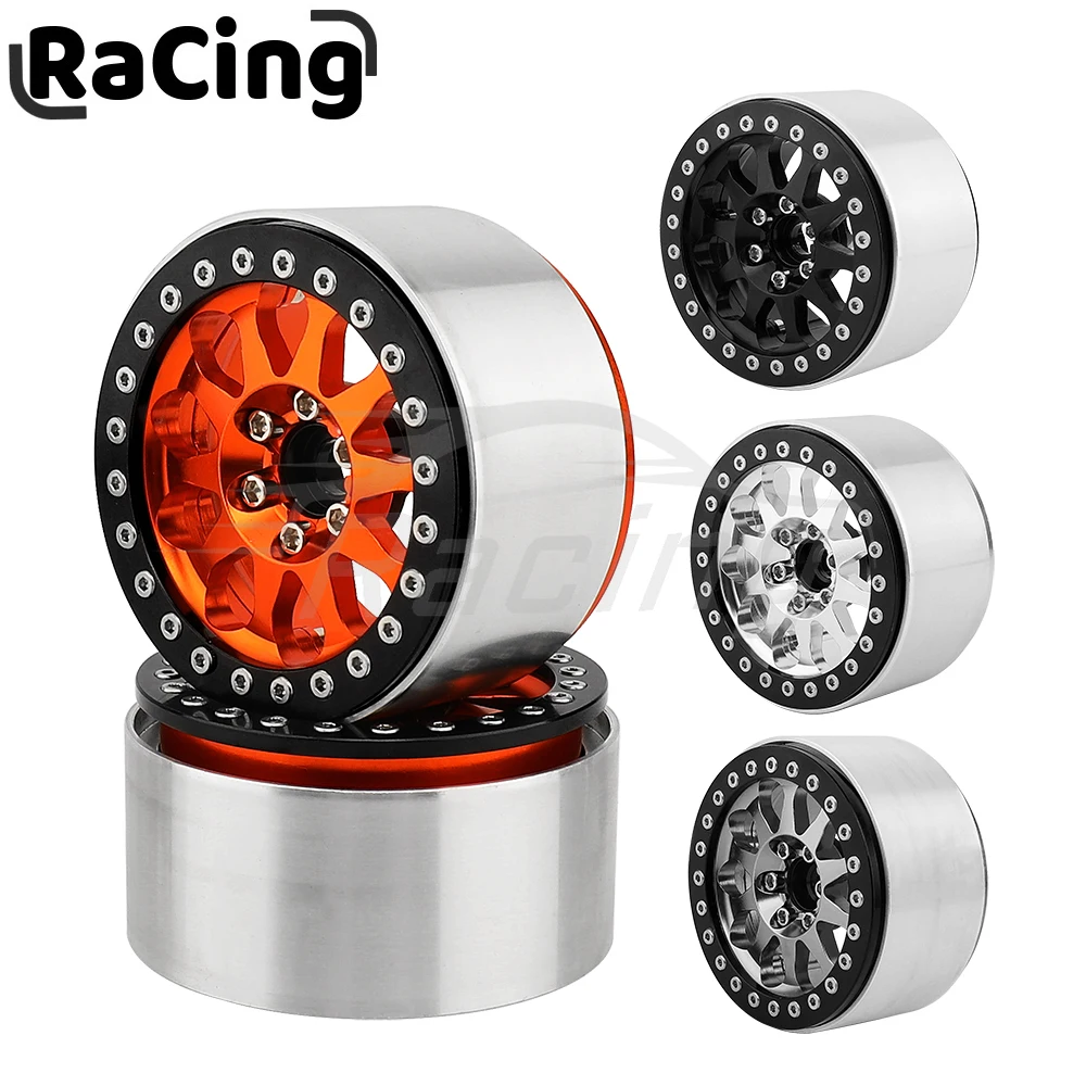 4pcs Metal Alloy Beadlock 2.2 inch Wheel Rims Hubs for Axial Wraith 90048 TRX-4 TRX-6 1/10 RC Crawler Car Upgrade Parts