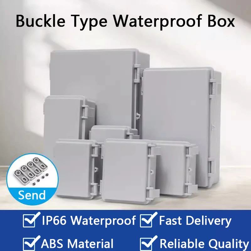 IP66 Waterproof Plastic Junction Box ABS Outdoor Electronic Instrument Gray/Transparent Cover Distribution Box Wire Enclosure