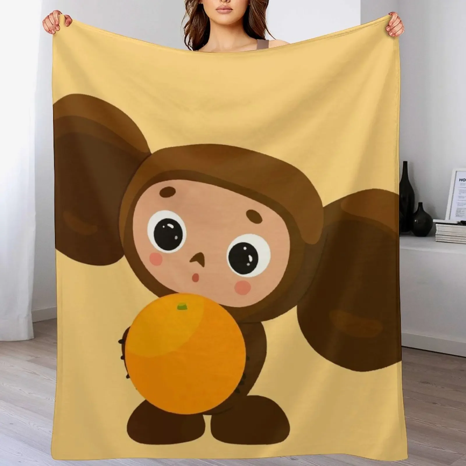 Cheburashka Throw Blanket Cozy Light Blanket for Travel Camping Picnic
