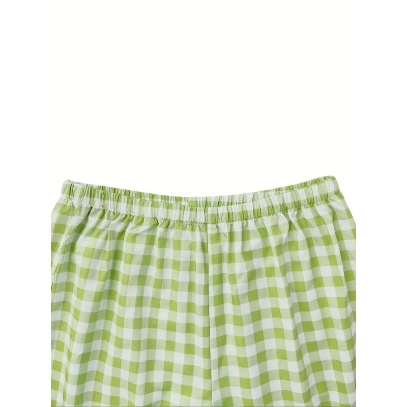 حجم كبير موضة منقوشة متوهج السراويل النساء عالية الخصر السراويل الصيف مستقيم الساق عطلة السراويل