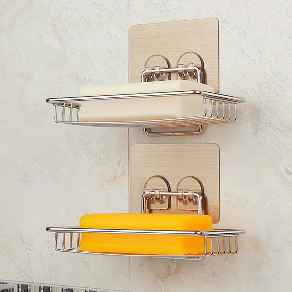 حامل صابون من الفولاذ المقاوم للصدأ، رف تخزين الأطباق ذاتي اللصق على الحائط للحمام والمطبخ وحامل الصابون المنزلي #5