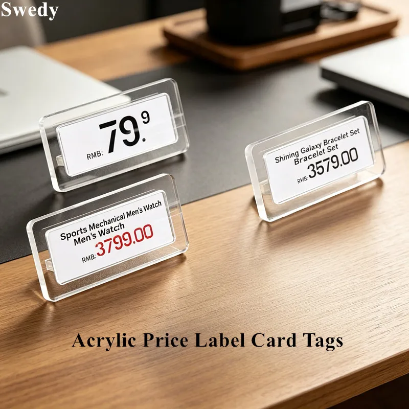 10 Pieces Acrylic Price Tag Clear Label Holder Stand For Retail Store Jewelry Price Paper Sign Holder Display