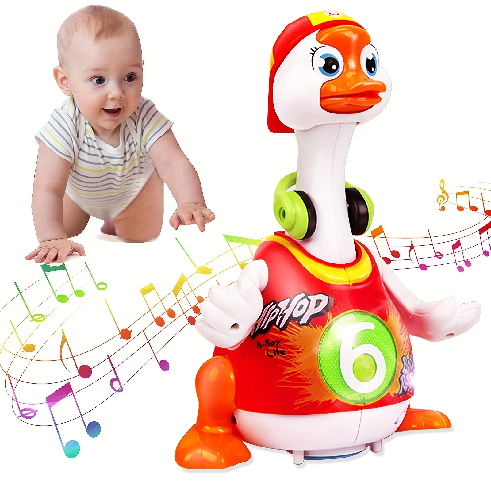 Baby Toys 18 Months Hip-Hop Goose Early Education Kids Toys for 2 3+ Year Old Boys Girls Music/Walking/Flashing Lights/Dancing T