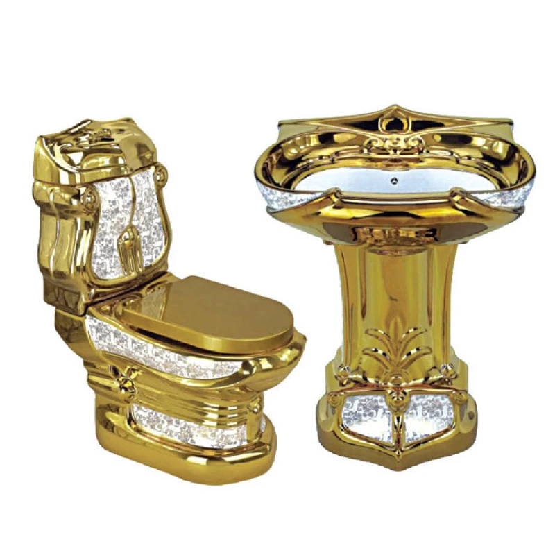 

Royal style custom decorative bathroom luxury gold toilets