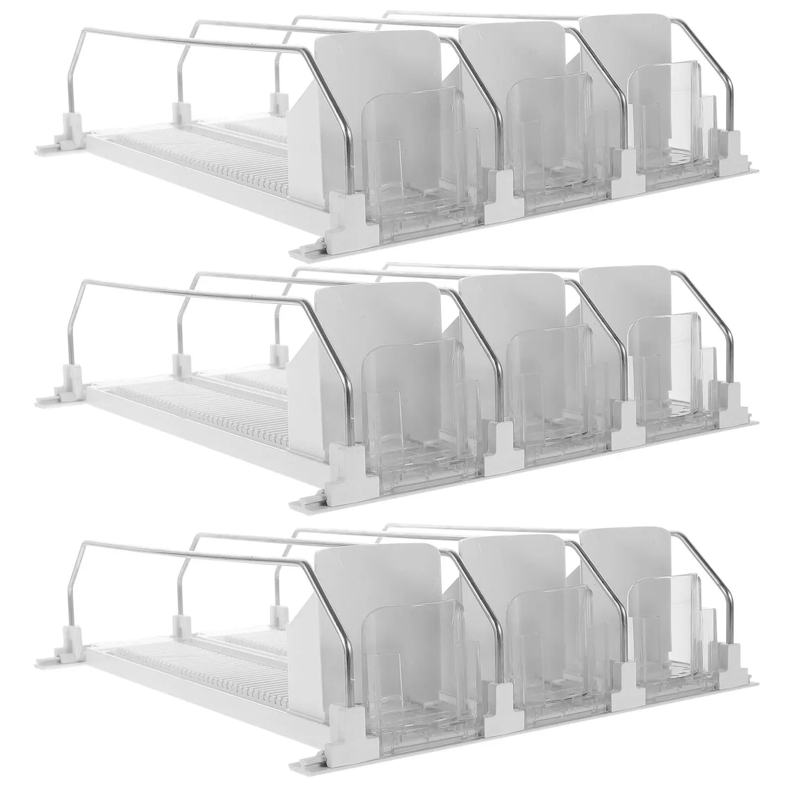 

3 Pcs 300 310MM Drink Pusher Fridge Supermarket Shelf Glide Holder ganizer White ABS Soda Dispenser Refrigerator