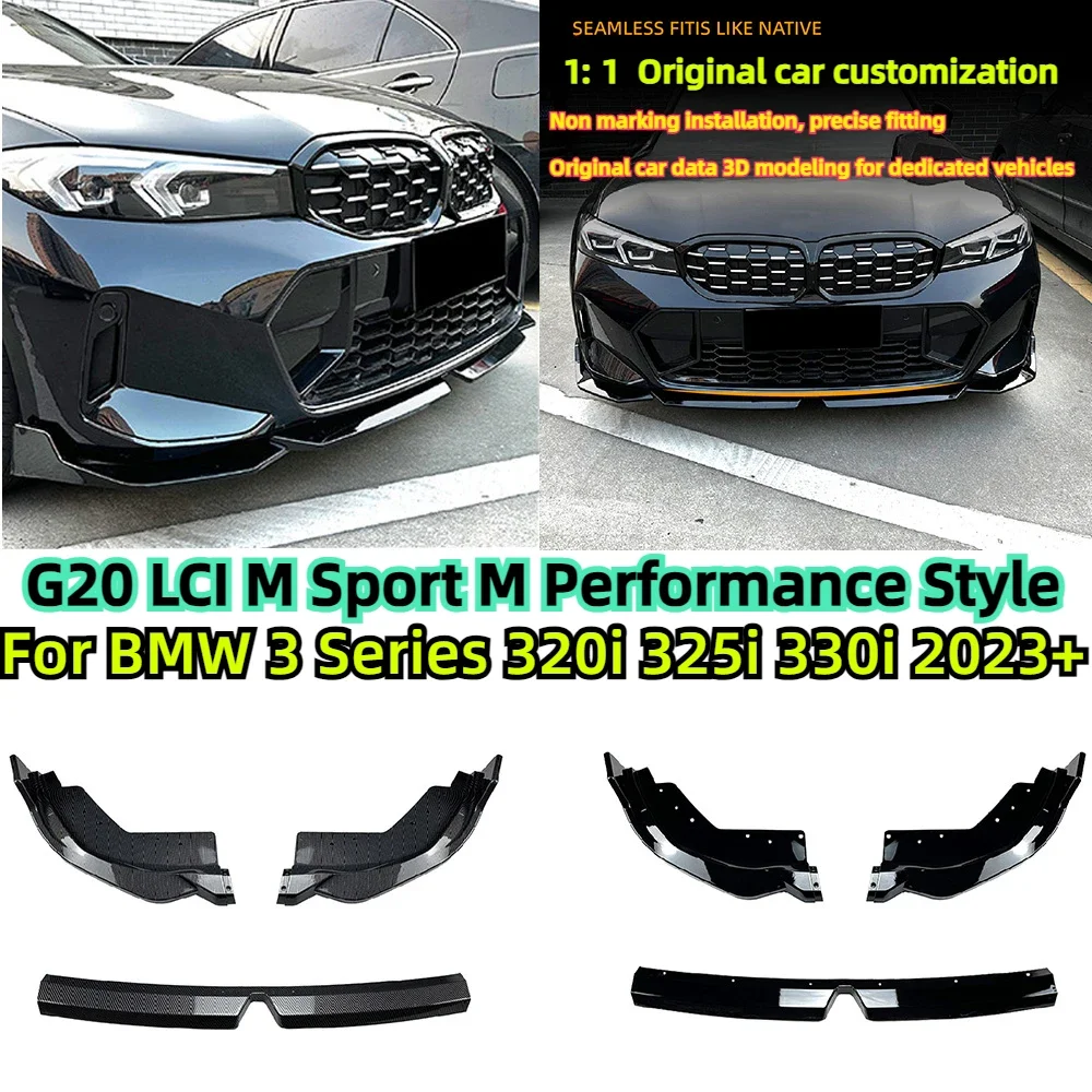 G20 LCI M Sport M Performance Style Front Bumper Lip Splitter Diffuser Guard Body Kits For BMW 3 Series 320i 325i 330i 2023+