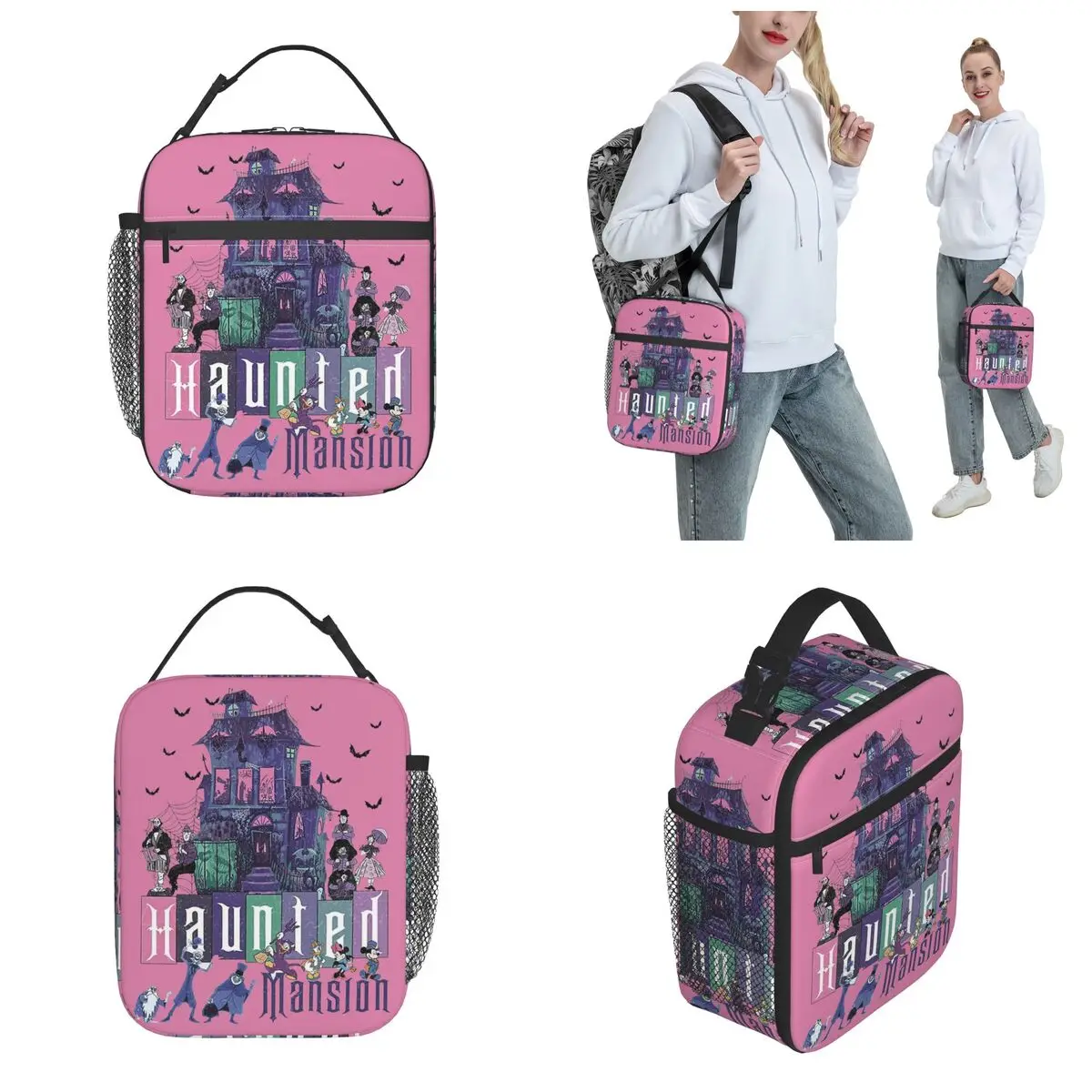 Haunted Mansion Halloween Thermal Insulated Lunch Bag for Travel Portable Food Bag Cooler Thermal Food Box