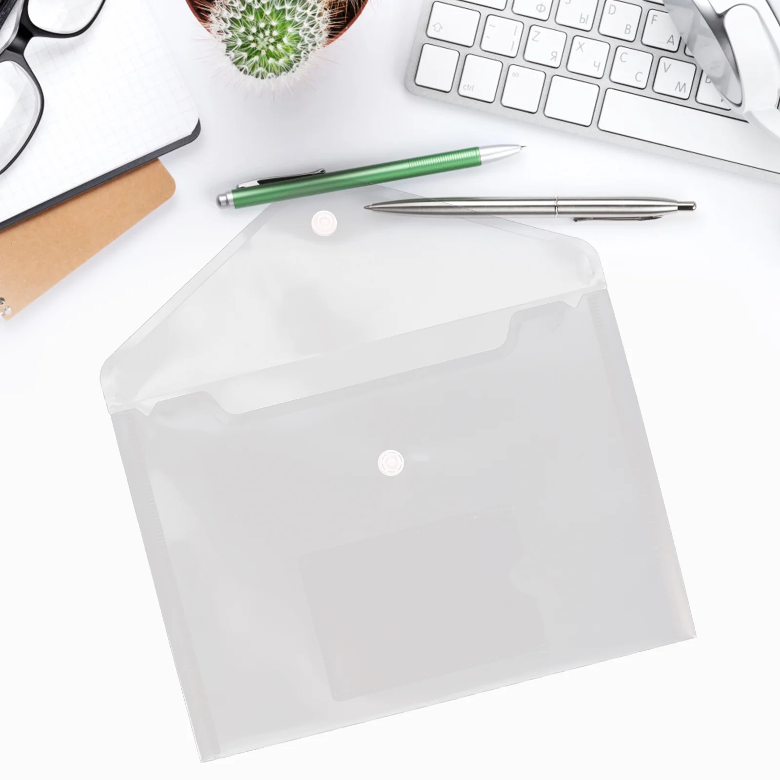 12Pcs Document Organizer Transparent Plastic A5 File Folder Card Cover Snap Button Office School Storage Organizer File Holder