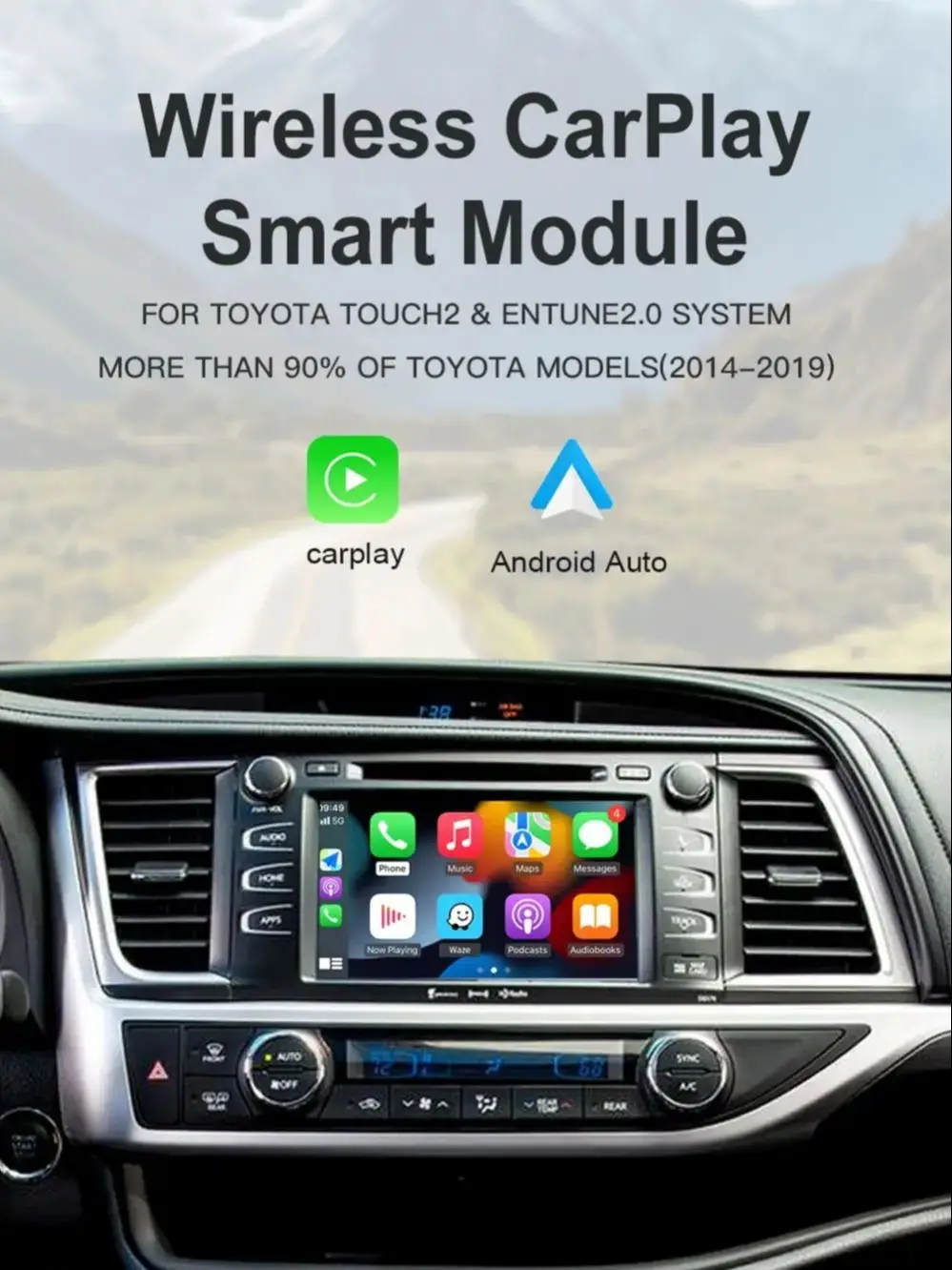 CarPlay en Android Auto draadvrij systeem voor Toyota Camry C-HR Yaris RAV4 Corolla taccoma ughlander met multifunctionele functies - afbeelding 2