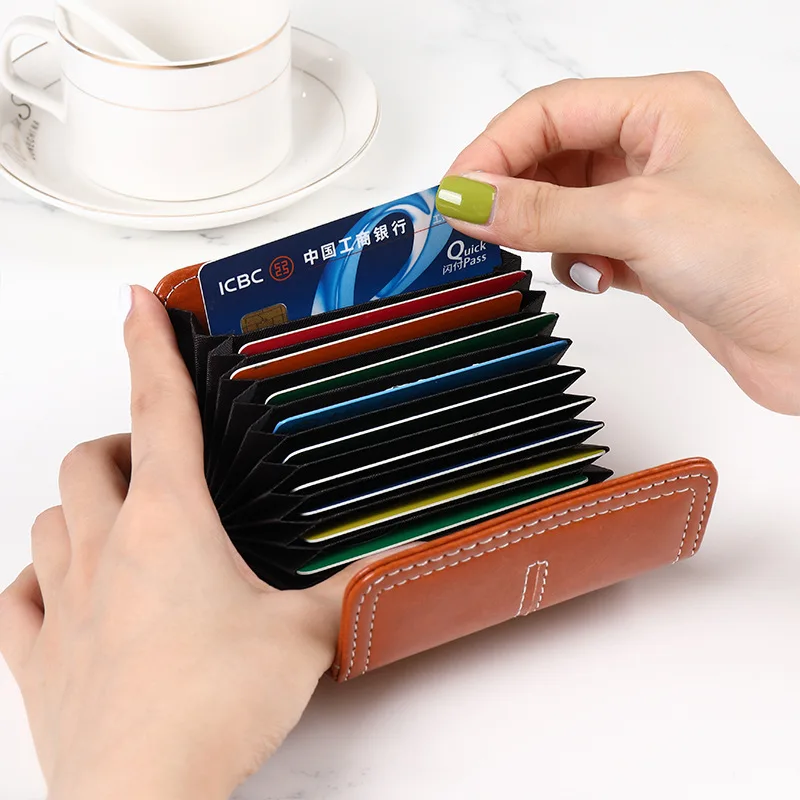 Retro PU Leather Women Short Wallet Large-capacity Card Holder Mini Buckle Purse for Men Coin Purses Portable Fashion Clutch