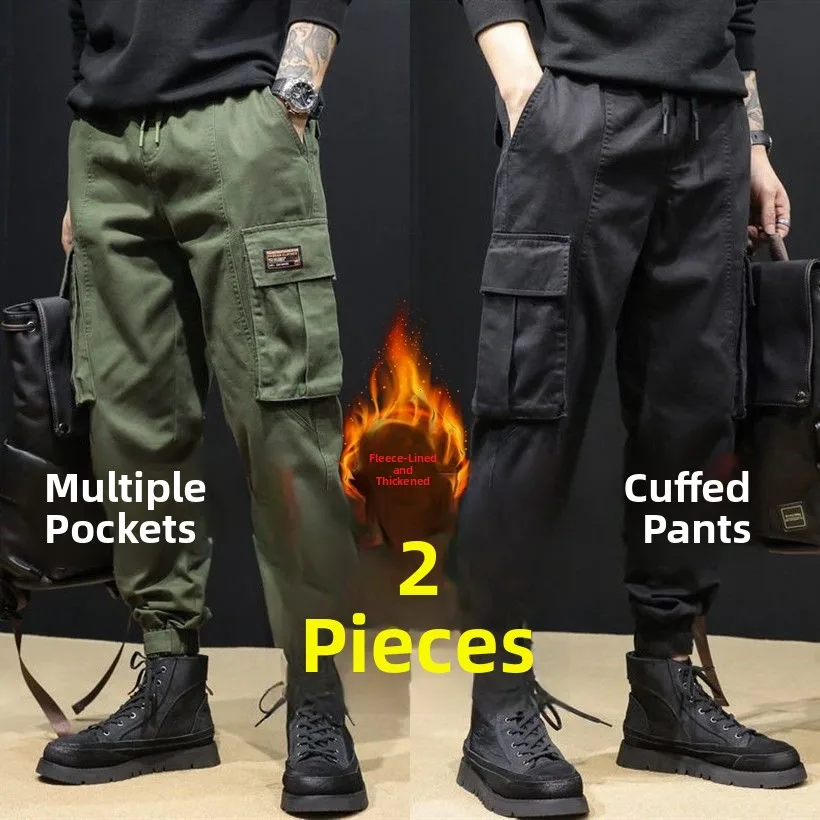 

Осенне-зимние рабочие брюки Thiened Fce, мужские повседневные брюки свободного кроя, американские брюки большого размера, износостойкие повседневные брюки...