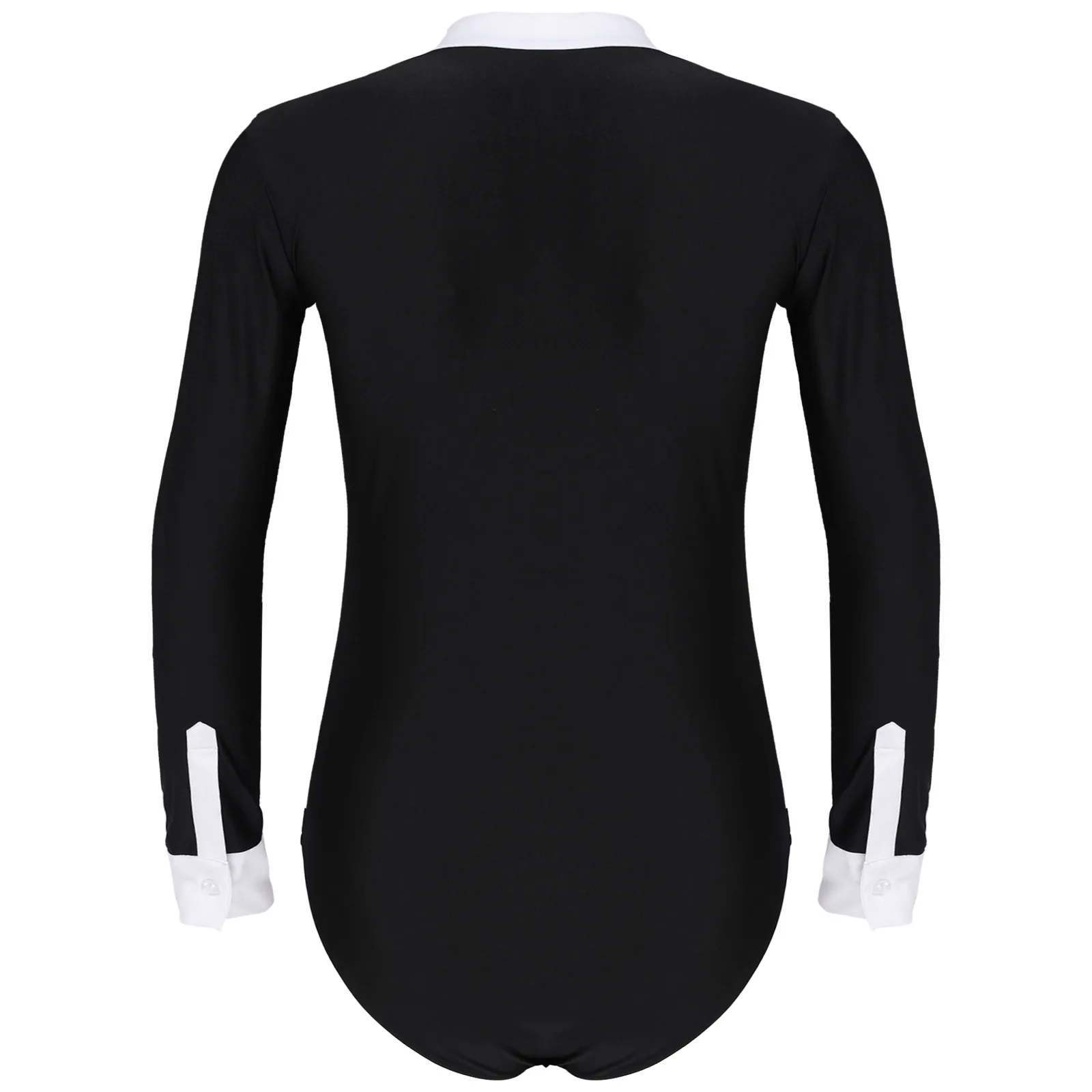 Mens Dance Shirt Long Sleeve Latin Dance Unitard Bodysuit Clothes Competition One Piece Dancewear Ballroom Ballet Leotard