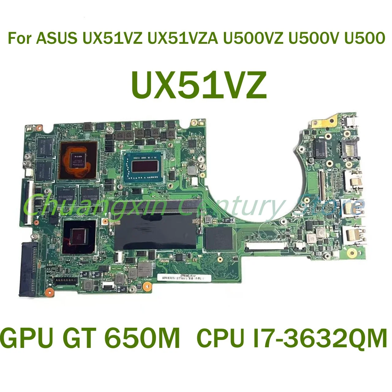 For ASUS UX51VZ UX51VZA U500VZ U500V U500 Laptop motherboard UX51VZ with CPU I7-3632QM GPU: GT 650M 100% Tested Fully Work