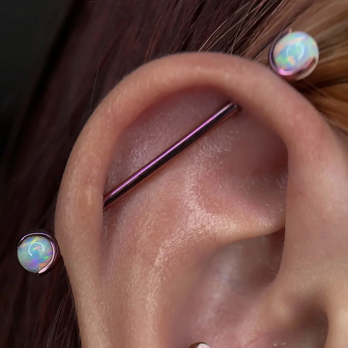 ASTM F136 Titanium Nipple Piercing 14G Internally Threaded Straight Barbell with Opal Tongue Ring Nipple Industrial Piercing