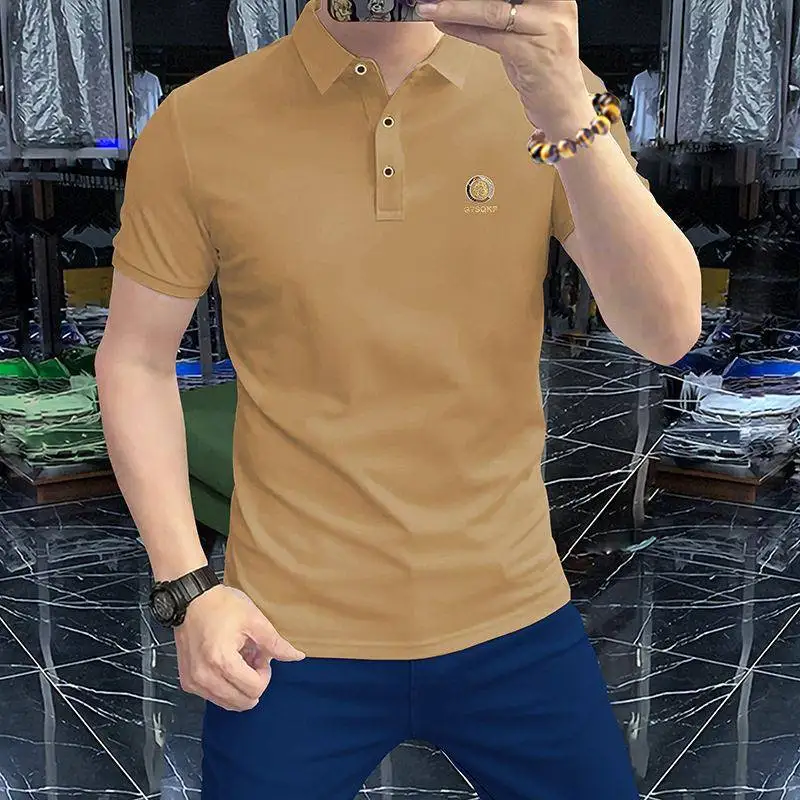 

White Summer Thin Short Sleeve Shirt Breathable Pique Cotton Half Sleeve Turn-down Collar Fashionable Urban Style for Men