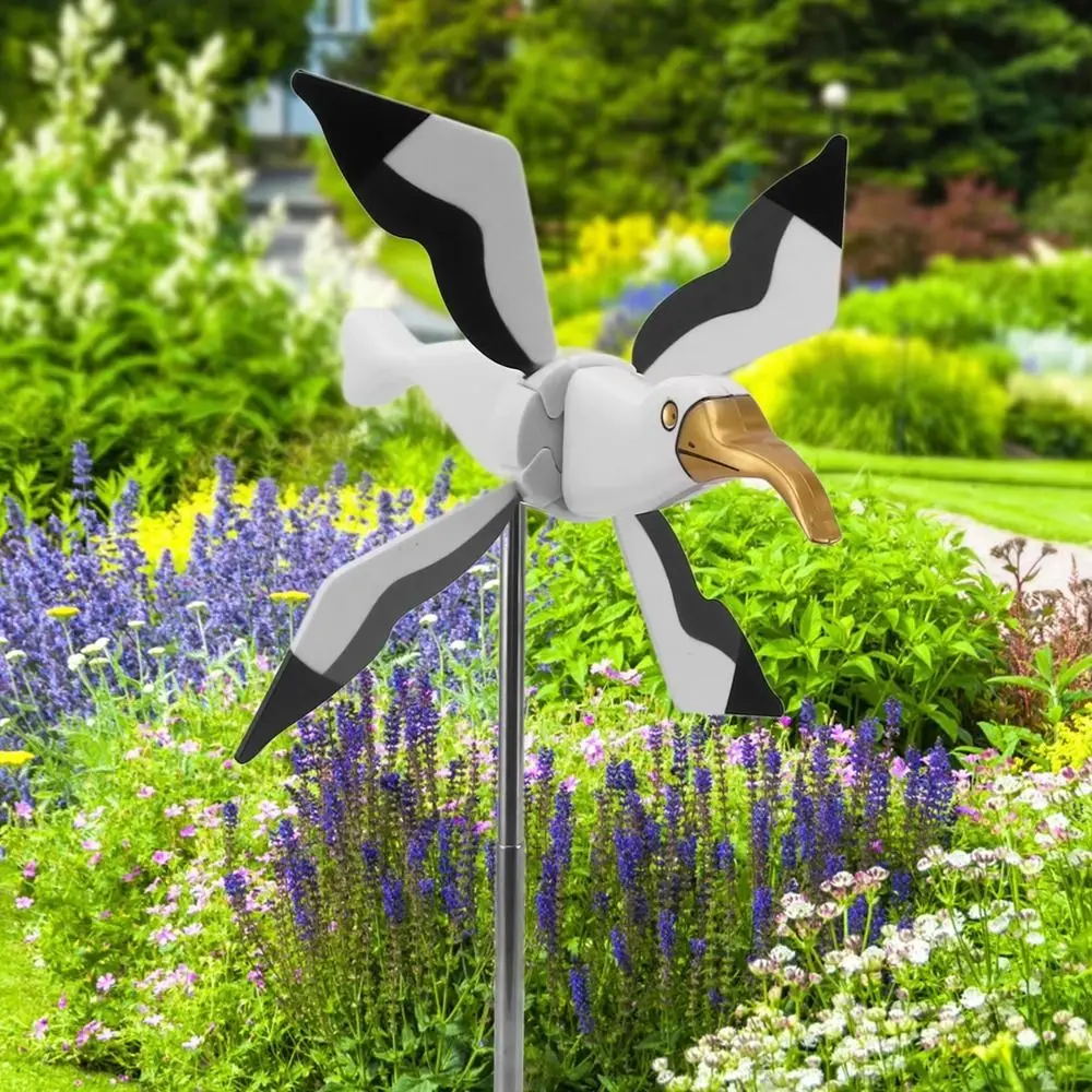 Wetterfeste Möwen-Windmühle, stabile dekorative Vogel-Windspiel, lichtbeständiger Kunststoff, Vogelform-Windmühlen-Spinner für den Außenbereich