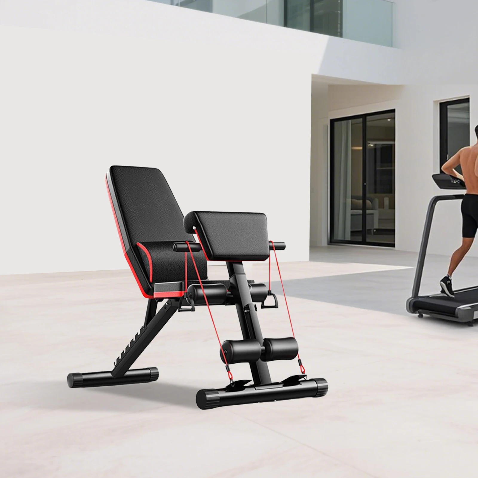 Adjustable Foldable Weight Bench 160kg Capacity, 7-Position Backrest & 2-Level Foot, Multi-Function Home Gym for Sit-Up, Dumbbell Rowing, Bench Press, Ergonomic PU Sponge Support, Easy Storage