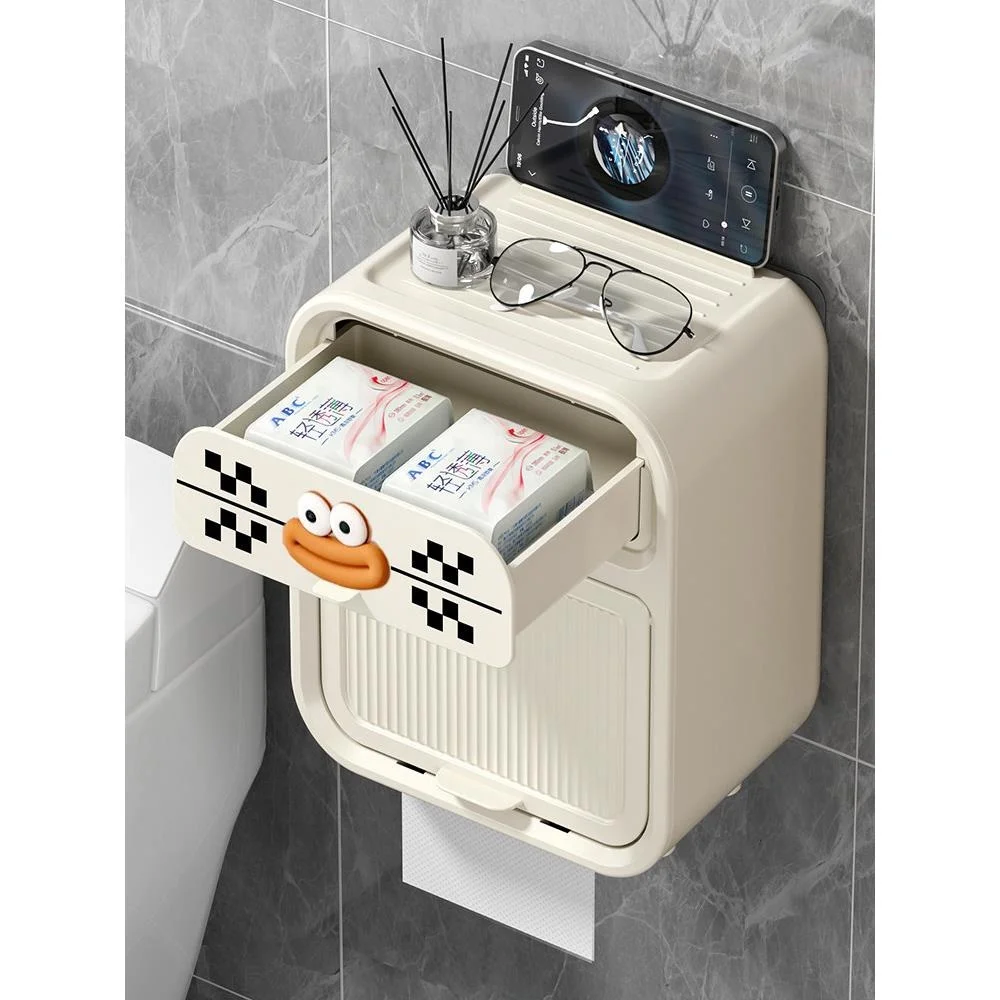 バスルームトイレットペーパーホルダー壁掛け式穴あけ不要ティッシュ収納ラックトイレットペーパーボックスフレッシュマン結露モデル784