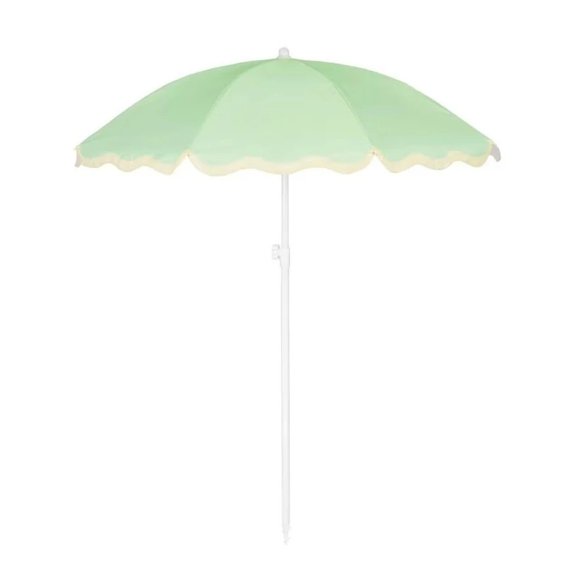 Wholesale Custom Outdoor Portable Travel 1.6m Luxury 160g Polyester Fabric Tassel Welt Sun Beach Umbrella Scalloped Fringe