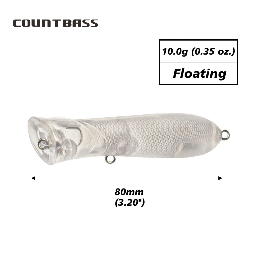 Countbass Señuelos Topwater 80mm – Popper flotante sin pintar - imagen 4
