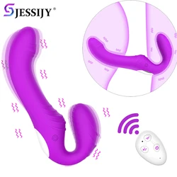 Vibrating Strapless Double Head Vibrators Strap-on Dildo for Couples Lesbian G-Spot Clitoris Stimulate Erotic Sex Toys For Women