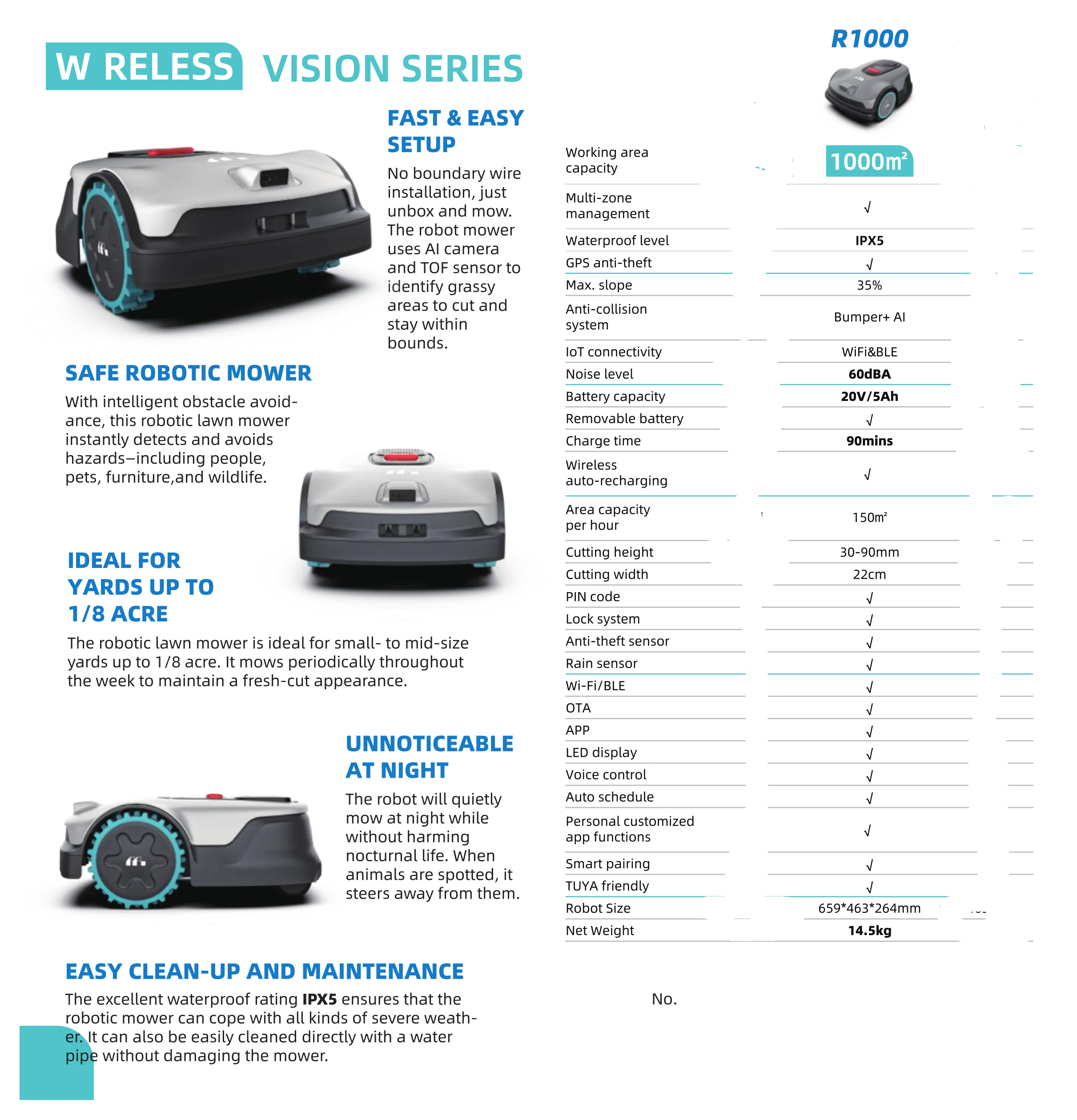 STLF WJW الذكية روبوت جزازة العشب R1000 اللاسلكية لا حدود جزازة العشب الروبوتية فرش قاطع غاز بطارية تعمل بالطاقة المنحدر تسلق