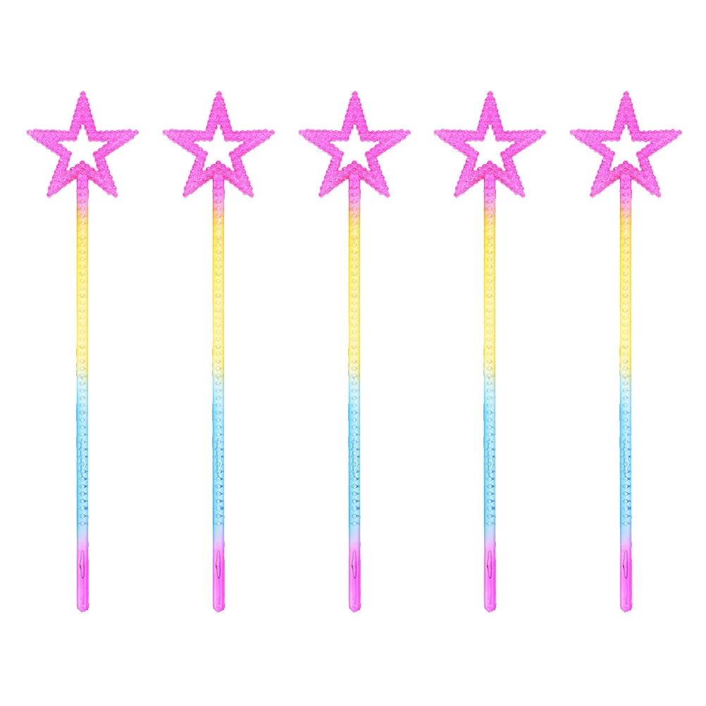 5 Stuks Ster Plastic Pentagram Fairy Wands Kids Verjaardagsfeestje Props Dress Up Magische Prestaties Ster Wands Feestartikelen