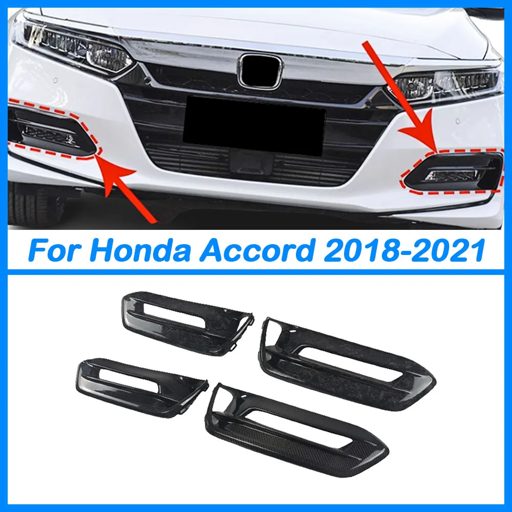 

For Honda Accord 2018-2021 Carbon Fiber Front Bumper Fog Light DRL Daytime Driving Lamp Cover Frame Hood Grille Modification